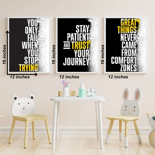 Motivational wall frames set of 3 - Anwar Decor