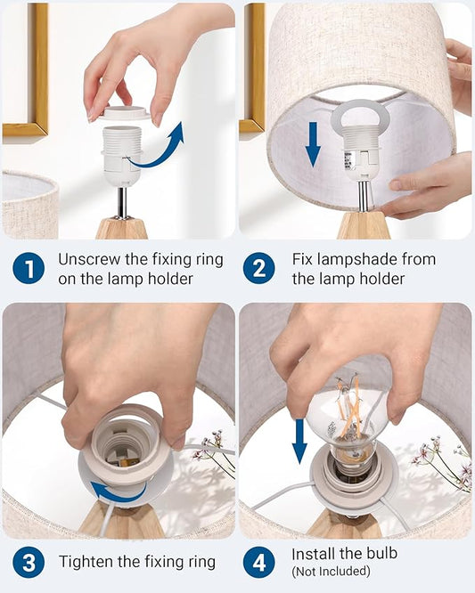 Modern Wooden Tripod Table Lamp – Set of 2 | Bedside Lamps - Anwar Decor