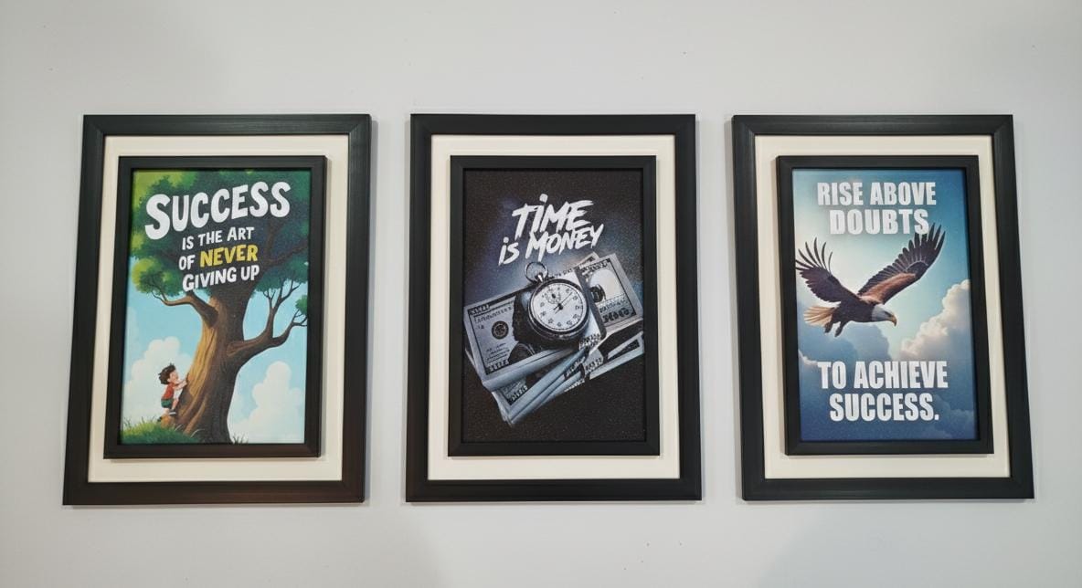 The Mindset of Success_Powerful Quotes set for being successful_Wall decor for Office and Walls in Pakistan