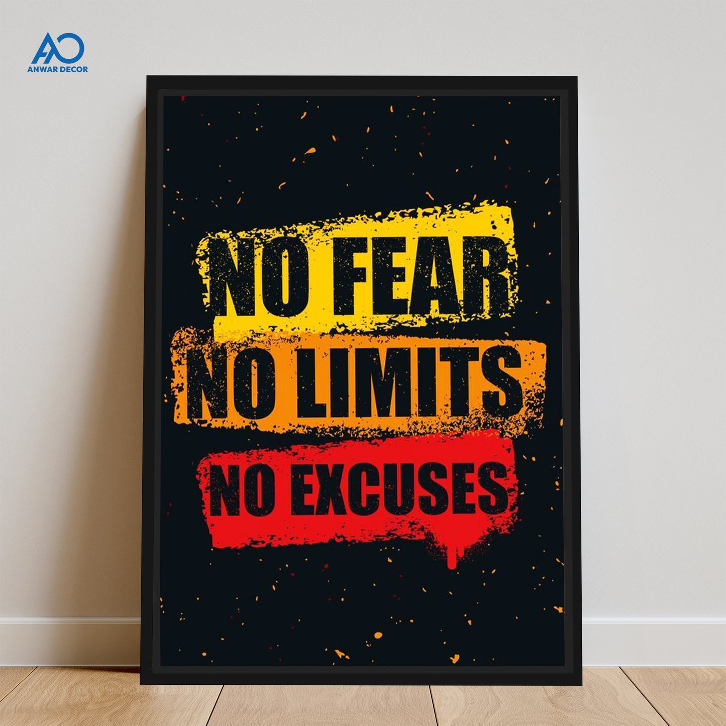 No Fear No Limits No Excuses | Motivational Wall Art - Anwar Decor