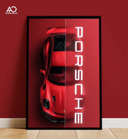 Red Porsche GT3 RS Art | Car Poster Wall Art - Anwar Decor