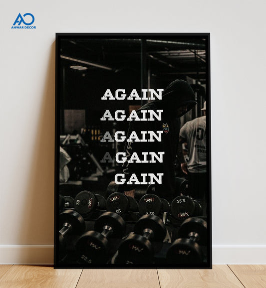Again & Gain Gym Quotes | Fitness Motivational Frame - Anwar Decor