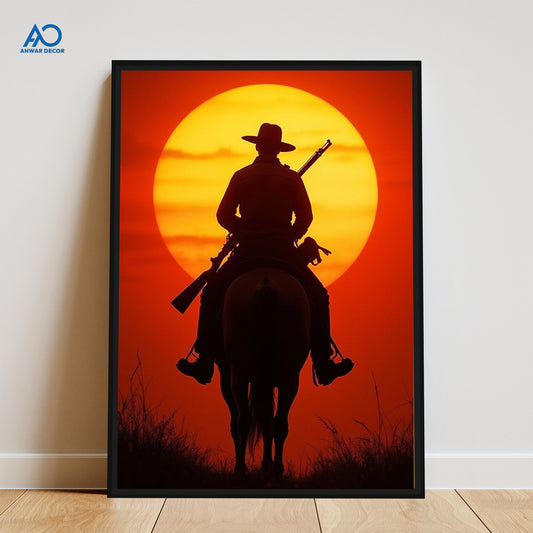 RDR2 Cowboy Silhouette | Western Gaming Wall Art - Anwar Decor