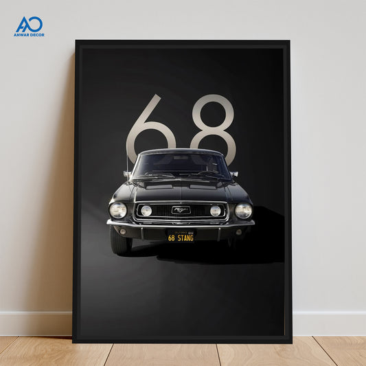 1968 Ford Mustang Art | Car Poster Wall Art - Anwar Decor