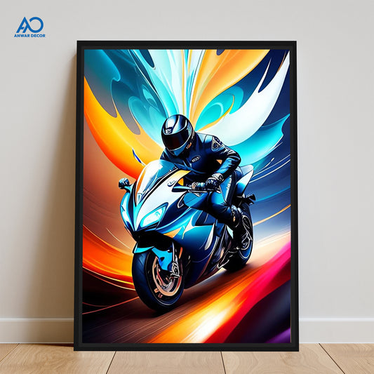 Abstract Motorcycle Rider Art | Bike Poster Wall Art - Anwar Decor