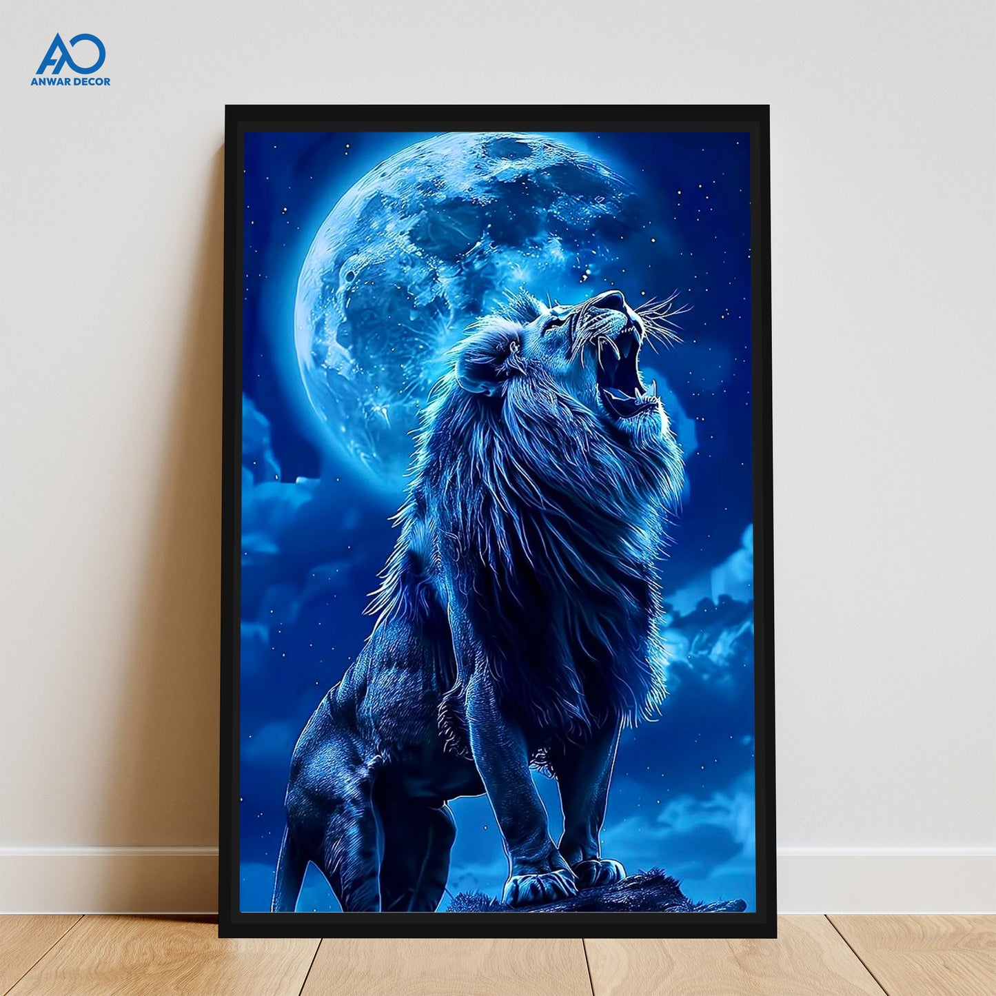 Roaring Lion Moon Art | Animal Wall Art - Anwar Decor
