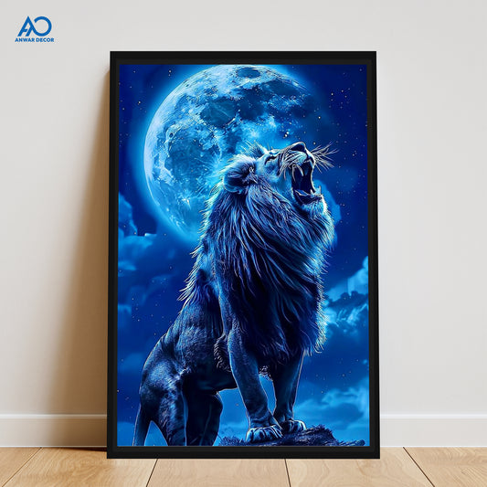 Roaring Lion Moon Art | Animal Wall Art - Anwar Decor