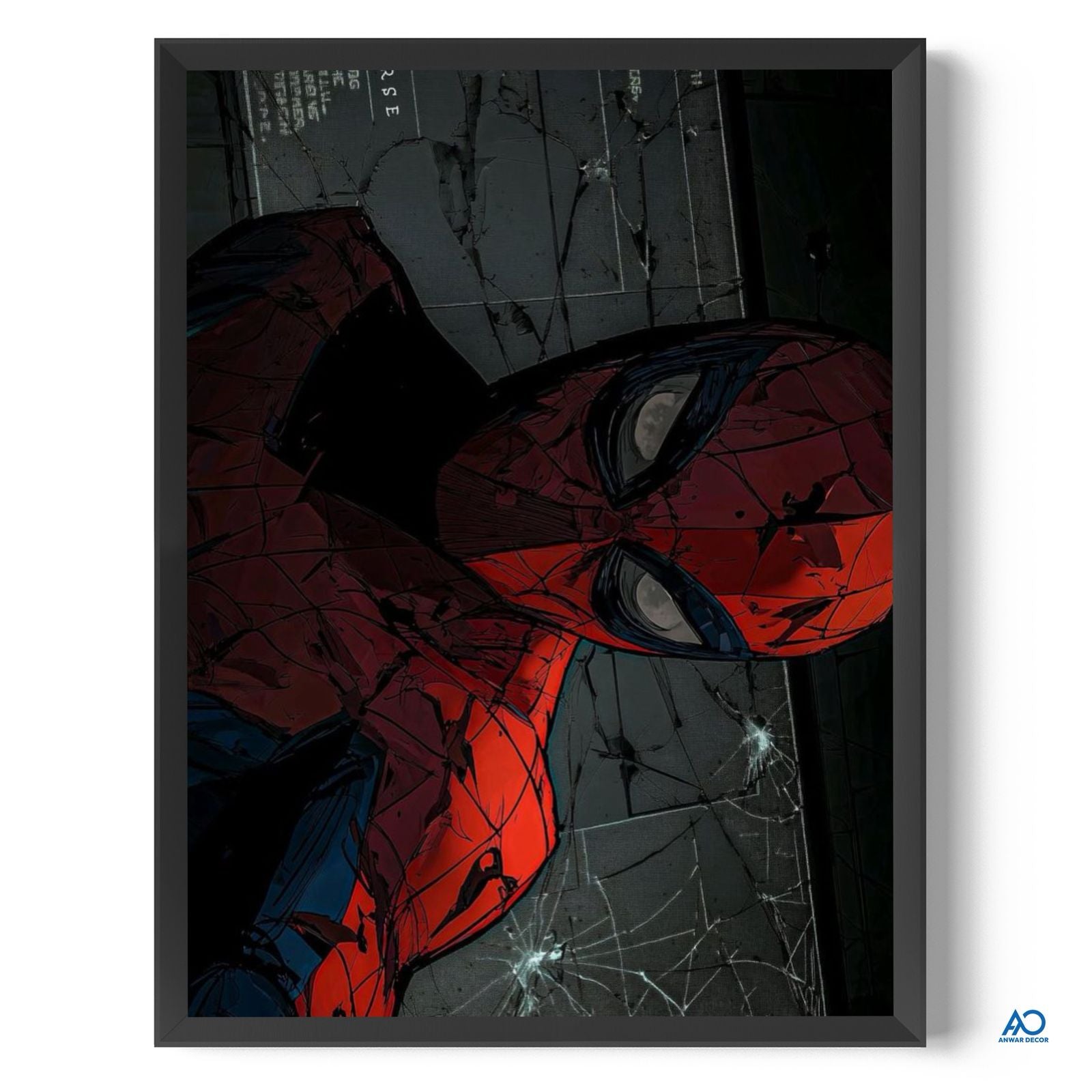 Spider-Man poster with a dark background and spider web details