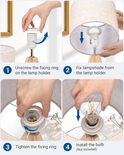 Modern Wooden Tripod Table Lamp – Set of 2 | Bedside Lamps - Anwar Decor