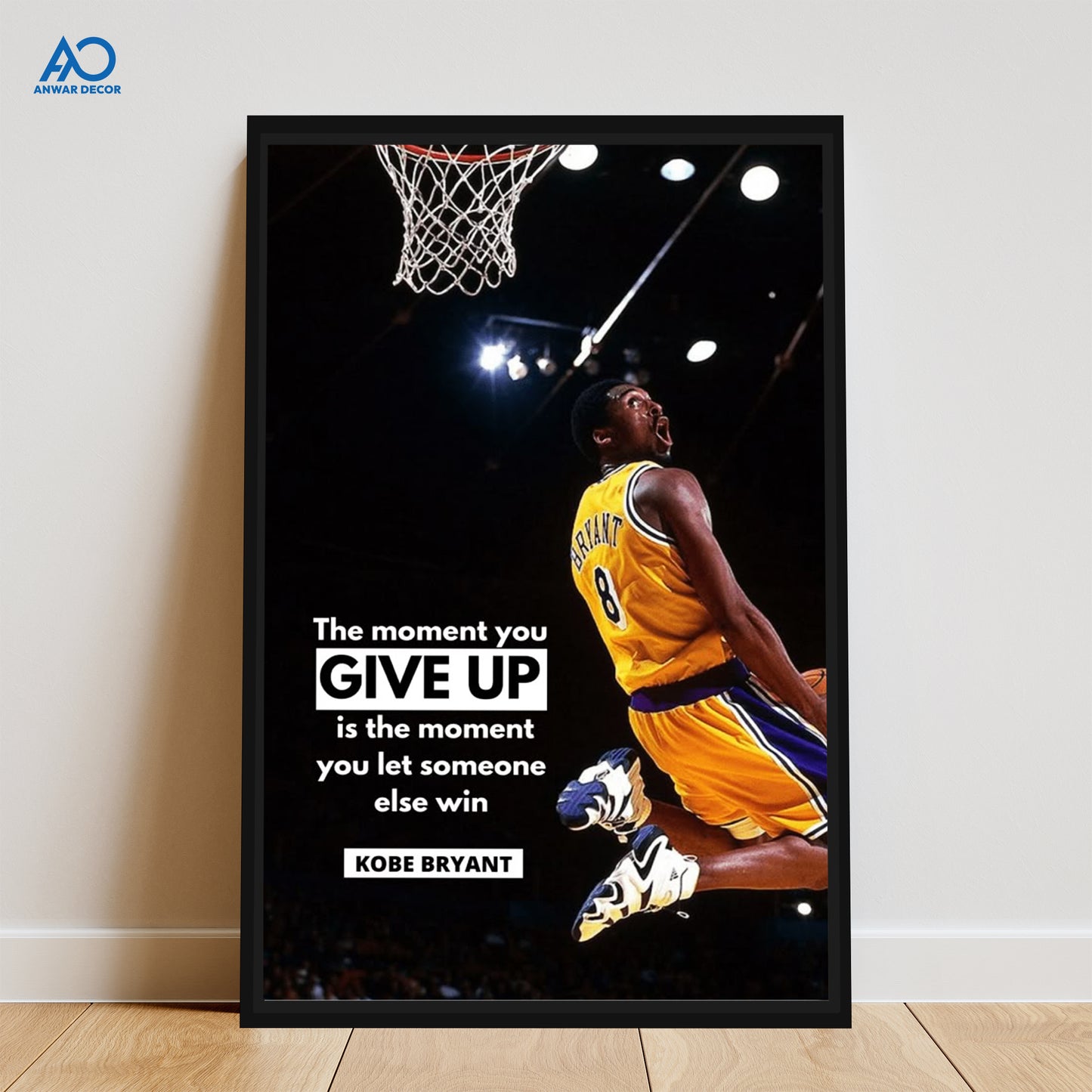 Kobe Bryant Never Give Up Art | Sports Poster Wall Art - Anwar Decor