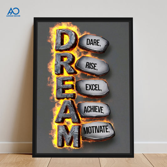 DREAM Dare Rise Excel Achieve | Motivational Wall Art - Anwar Decor
