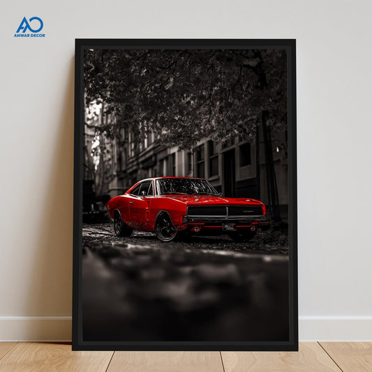 Classic Red Dodge Charger Art | Car Poster Wall Art - Anwar Decor