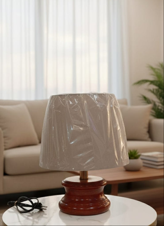 Modern Minimalist Wooden Side Table Lamp in Pakistan – Light Wood Bedside & Desk Lamp - Anwar Decor