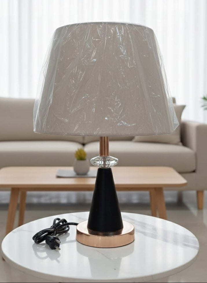Modern Side Table Lamp with Crystal & Gold-Black Base in Pakistan - Anwar Decor