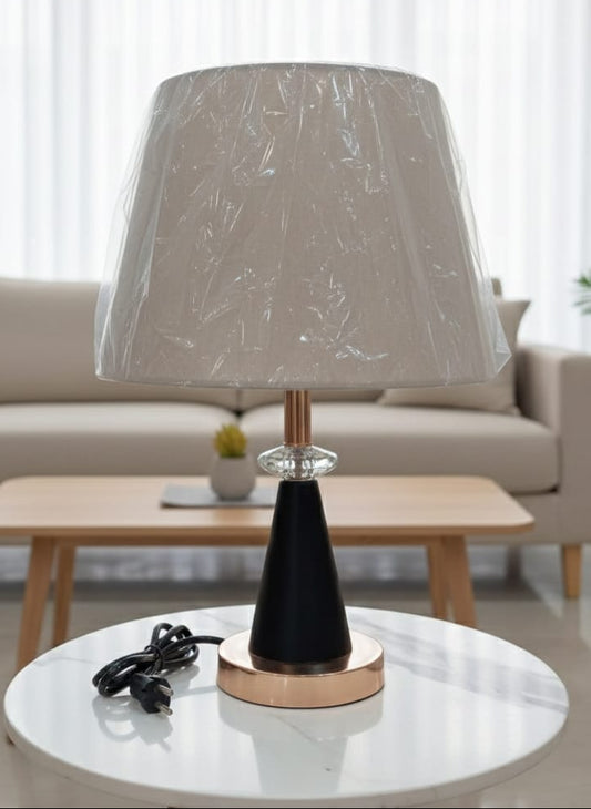 Modern Side Table Lamp with Crystal & Gold-Black Base in Pakistan - Anwar Decor