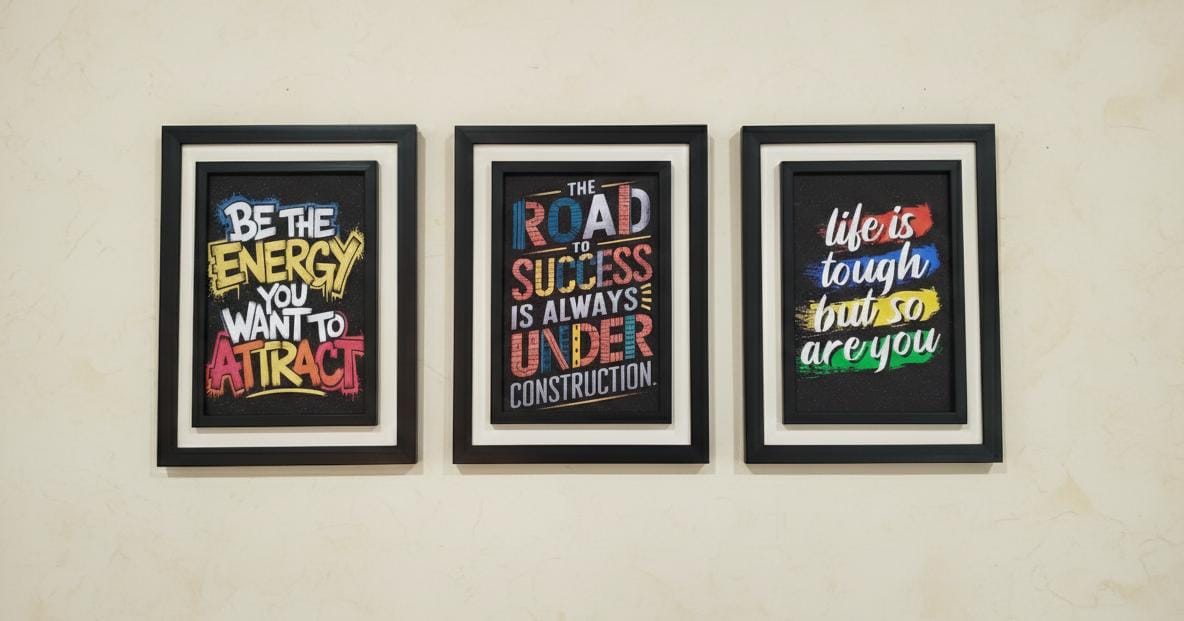 “Energy, Strength & Success” – Motivational Quote Art Set for wall _Office Quotes sets in Pakistan