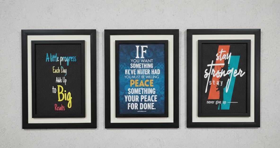 Motivational Wall Art Frame Set – Inspirational Quotes for Home & Office Décor (3 Pieces)