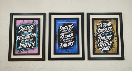 Inspirational Success Quote Wall Art Frame Set in Pakistan – Motivation & Life Journey Quotes