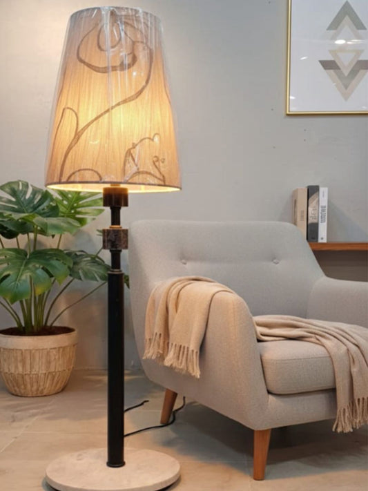 Minimalist Aluminum Rod Lamp with Marble Base & Piece – Stylish Home Lighting in Pakistan - Anwar Decor