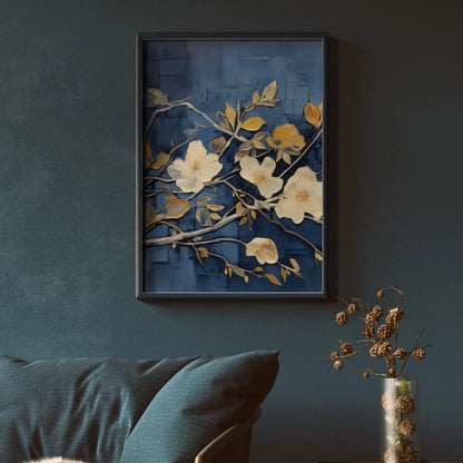 Golden Blossom Triptych Art | Floral Wall Art - Anwar Decor