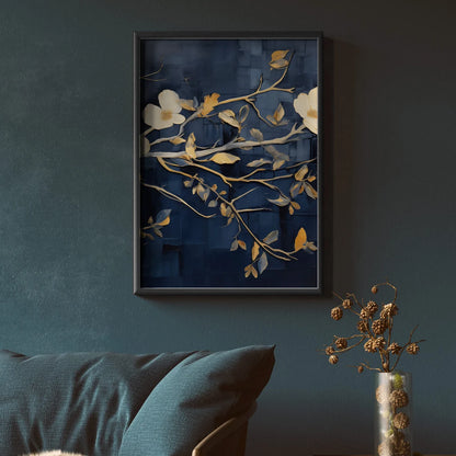 Golden Blossom Triptych Art | Floral Wall Art - Anwar Decor